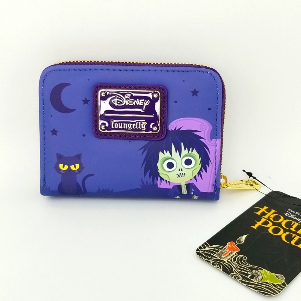 New Hocus Pocus Small Wallet Loungefly Winfred Sarah Mary Cat Blue Zipper NWT - Picture 7 of 7
